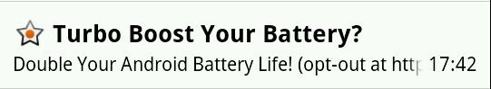 malware notification 'Turbo Boost Your Battery?'