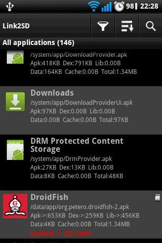 Link2SD apps list